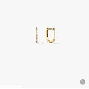 Mejuri 14 solid gold Pave Diamond Huggie U Hoops